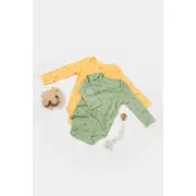 Set 2 body-uri cu maneca lunga Printed, BabyCosy, 50% modal+50% bumbac, Lamaie/Verde (Marime: 18-24 Luni) JEMBC-CSYM11316-18