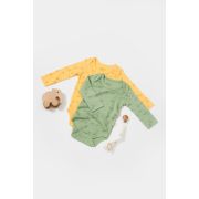 Set 2 body-uri cu maneca lunga Printed, BabyCosy, 50% modal+50% bumbac, Lamaie/Verde (Marime: 3-6 Luni) JEMBC-CSYM11316-3