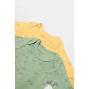Set 2 body-uri cu maneca lunga Printed, BabyCosy, 50% modal+50% bumbac, Lamaie/Verde (Marime: 9-12 luni) JEMBC-CSYM11316-9