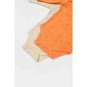 Set 2 body-uri cu maneca lunga Printed, BabyCosy, 50% modal+50% bumbac, Stone/Apricot (Marime: 12-18 Luni) JEMBC-CSYM11317-12