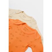Set 2 body-uri cu maneca lunga Printed, BabyCosy, 50% modal+50% bumbac, Stone/Apricot (Marime: 9-12 luni) JEMBC-CSYM11317-9