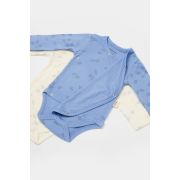 Set 2 body-uri petrecute Printed, BabyCosy, 50% modal+50% bumbac, Ecru/Lavanda (Marime: 3-6 Luni) JEMBC-CSYM11318-3