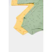 Set 2 body-uri petrecute Printed, BabyCosy, 50% modal+50% bumbac, Lamaie/Verde (Marime: 0-3 Luni) JEMBC-CSYM11319-0