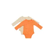 Set 2 body-uri petrecute Printed, BabyCosy, 50% modal+50% bumbac, Stone/Apricot (Marime: 0-3 Luni) JEMBC-CSYM11320-0