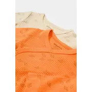 Set 2 body-uri petrecute Printed, BabyCosy, 50% modal+50% bumbac, Stone/Apricot (Marime: 6-9 luni) JEMBC-CSYM11320-6