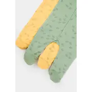 Set 2 salopete lungi Printed, BabyCosy, 50% modal+50% bumbac, Lamaie/Verde (Marime: 0-3 Luni) JEMBC-CSYM11423-0