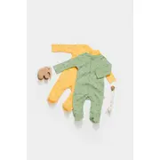 Set 2 salopete lungi Printed, BabyCosy, 50% modal+50% bumbac, Lamaie/Verde (Marime: 3-6 Luni) JEMBC-CSYM11423-3