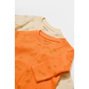 Set 2 salopete lungi Printed, BabyCosy, 50% modal+50% bumbac, Stone/Apricot (Marime: 0-3 Luni) JEMBC-CSYM11424-0
