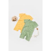 Set 2 salopete scurte Printed, BabyCosy, 50% modal+50% bumbac, Lamaie/Verde (Marime: 0-3 Luni) JEMBC-CSYM11426-0
