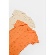 Set 2 salopete scurte Printed, BabyCosy, 50% modal+50% bumbac, Stone/Apricot (Marime: 0-3 Luni) JEMBC-CSYM11427-0