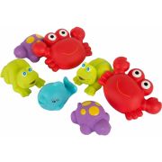 Set 7 animalute de baie, Fara gauri, Cu gentuta pentru transport, Fara BPA, Floating Sea Friends, Playgro, New Blue BYN1147974