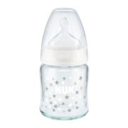 Biberon Nuk First Choice Sticla 120 ml Control Temperatura Tetina Silicon M 0-6 luni Alb ERFMAR-N4895
