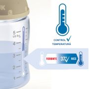Biberon Nuk First Choice Sticla 120 ml Control Temperatura Tetina Silicon M 0-6 luni Bleu ERFMAR-N4901