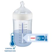 Biberon Nuk First Choice Sticla 240 ml Control Temperatura Tetina Silicon M 0-6 luni Roz ERFMAR-N4970