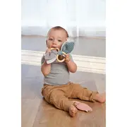 Jucarie dentitie din bumbac cu inel din lemn, albastru, Grunspecht 571-V3