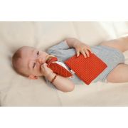 Jucarie organica cu inel de prindere din lemn si urechi din material textil, caramiziu, Gruenspecht 696-V2
