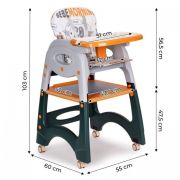 Scaun de masa 2 in 1 pentru copii ecotoys ha-033 - portocaliu edeediha-033orange