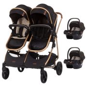 Carucior gemeni chipolino duo smart 3 in 1 ebony hubst-kbds02301eb