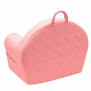 Fotoliu din burete pentru copii, Cu buzunar lateral, Din tesatura de catifea, Cu Husa detasabila, Hearts, Din materiale certificate Oeko Tex Standard 100, New Baby, 9 luni - 5 ani, Pink BYN48053