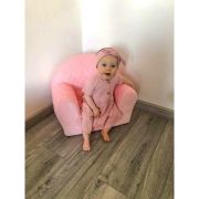 Fotoliu din burete pentru copii, Cu buzunar lateral, Din tesatura de catifea, Cu Husa detasabila, Hearts, Din materiale certificate Oeko Tex Standard 100, New Baby, 9 luni - 5 ani, Pink BYN48053