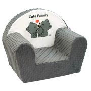 Fotoliu din burete pentru copii, Din tesatura minky, Cute Family, New Baby, 9 luni - 5 ani, Cu Husa detasabila, Gray BYN41222