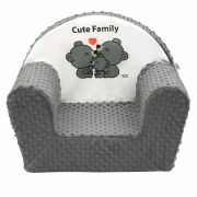 Fotoliu din burete pentru copii, Din tesatura minky, Cute Family, New Baby, 9 luni - 5 ani, Cu Husa detasabila, Gray BYN41222
