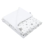 Paturica cu doua fete, Dimensiune mare 80x102 cm, Din materiale certificate Oeko Tex Standard 100, New Baby, Waffle white stars BYN43929