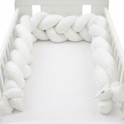 Protectie laterala pentru patut, Tip Bumper impletit, Din bumbac, Din materiale certificate Oeko Tex Standard 100, New Baby, Lungime 225 cm, Minky/Dot grey BYN41329