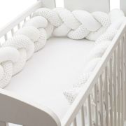 Protectie laterala pentru patut, Tip Bumper impletit, Din bumbac, Din materiale certificate Oeko Tex Standard 100, New Baby, Lungime 225 cm, Minky/Dot grey BYN41329