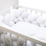 Protectie laterala pentru patut, Tip Bumper impletit, Din bumbac, Din materiale certificate Oeko Tex Standard 100, New Baby, Lungime 225 cm, Minky/Dot grey BYN41329