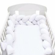 Protectie laterala pentru patut, Tip Bumper impletit, Din bumbac, Din materiale certificate Oeko Tex Standard 100, New Baby, Lungime 225 cm, Minky/Dot grey BYN41329