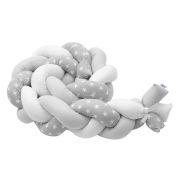 Protectie laterala pentru patut, Tip Bumper impletit, Din bumbac, Din materiale certificate Oeko Tex Standard 100, New Baby, Lungime 225 cm, Stars grey/white BYN42970