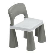 Set masuta si doua scaune pentru copii, Grey and White, Cu parte detasabila si reversibila, Partea reversibila pentru Lego Duplo, New Baby BYN49111