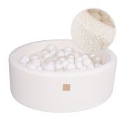 Piscina Uscata Cu 250 De Bile (alb) Meowbaby  , Tesatura Bucle, 90x30 Cm, Teddy Alb Pjbbou03003