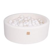 Piscina Uscata Cu 250 De Bile (alb) Meowbaby  , Tesatura Bucle, 90x30 Cm, Teddy Alb Pjbbou03003