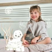 Qmini - Poncho baie, Cu gluga, buzunar si urechi, Materiale certificate Oeko Tex Standard 100, 1 - 4 ani, Heather BYN6426972019552