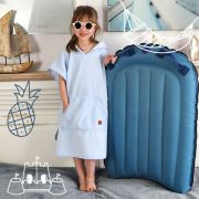 Qmini - Poncho baie, Cu gluga, buzunar si urechi, Materiale certificate Oeko Tex Standard 100, 1 - 4 ani, Heather BYN6426972019552