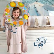 Qmini - Poncho baie, Cu gluga, buzunar si urechi, Materiale certificate Oeko Tex Standard 100, 1 - 4 ani, Heather BYN6426972019552