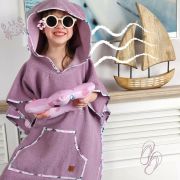 Qmini - Poncho baie, Cu gluga, buzunar si urechi, Materiale certificate Oeko Tex Standard 100, 1 - 4 ani, Heather BYN6426972019552