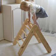Scara Din Lemn Pentru Copii - Triunghi De Catarare Tip Pikler Montessori, Natural, Meowbaby Pjbwtd003