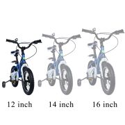 Bicicleta pentru copii 2-4 ani HappyCycles KidsCare, roti 12 inch, cu roti ajutatoare si frane pe disc, albastru SUPKC_HC12-blue