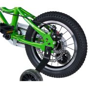 Bicicleta pentru copii 2-4 ani HappyCycles KidsCare, roti 12 inch, cu roti ajutatoare si frane pe disc, verde SUPKC_HC12-green