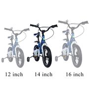Bicicleta pentru copii 3-6 ani HappyCycles KidsCare, roti 14 inch, cu roti ajutatoare si frane pe disc, albastru SUPKC_HC14-blue
