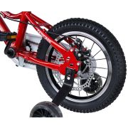 Bicicleta pentru copii 3-6 ani HappyCycles KidsCare, roti 14 inch, cu roti ajutatoare si frane pe disc, rosu SUPKC_HC14-red