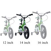 Bicicleta pentru copii 3-6 ani HappyCycles KidsCare, roti 14 inch, cu roti ajutatoare si frane pe disc, verde SUPKC_HC14-green