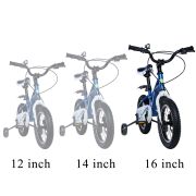 Bicicleta pentru copii 5-8 ani HappyCycles KidsCare, roti 16 inch, cu roti ajutatoare si frane pe disc, albastru SUPKC_HC16-blue