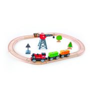 Jucarie din lemn - Set tren livrare marfa (19 piese) TSGE3731A
