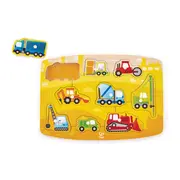 Puzzle din lemn cu butoni - Autovehicule de constructie TSGE1407A
