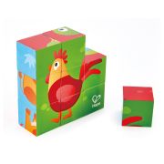 Puzzle din lemn cuburi - Animale de la ferma 3 x 3 TSGE1618A