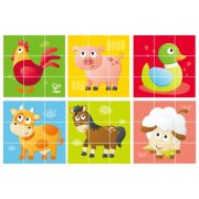 Puzzle din lemn cuburi - Animale de la ferma 3 x 3 TSGE1618A